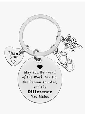 Silver Nurse Practitioner Appreciation Keychain with Inspirational Message